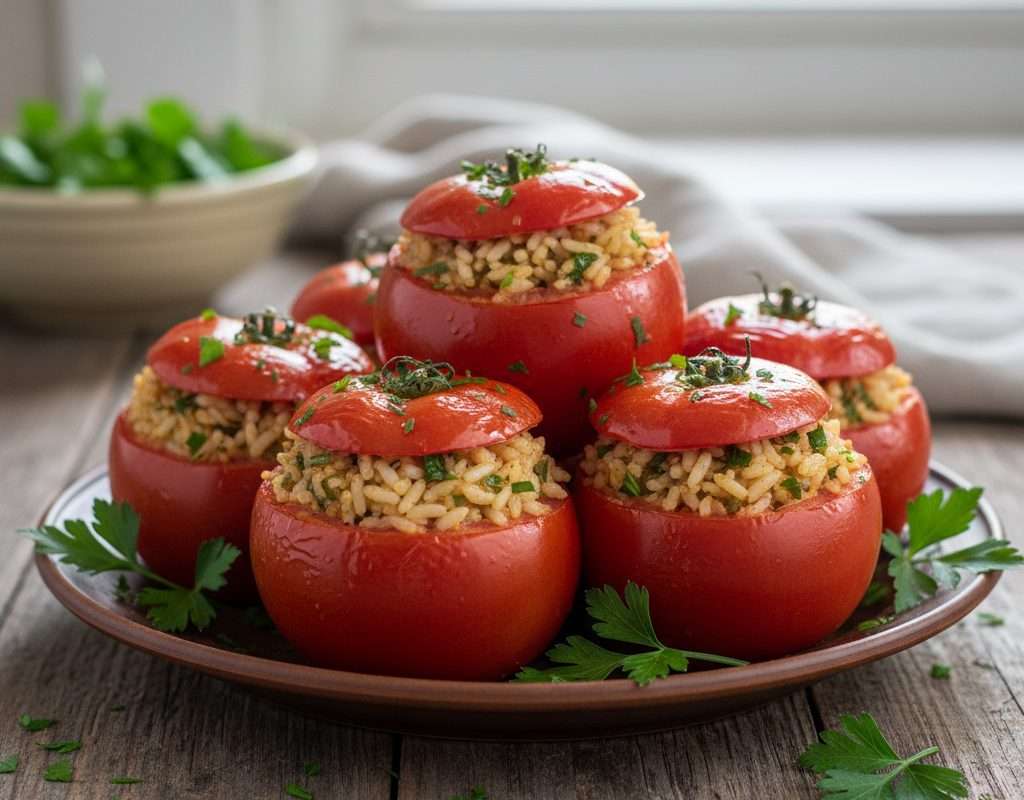 découvrez notre recette savoureuse et facile de tomates farcies au riz, idéale pour un repas léger et gourmand. simple à préparer, elle ravira toute la famille !